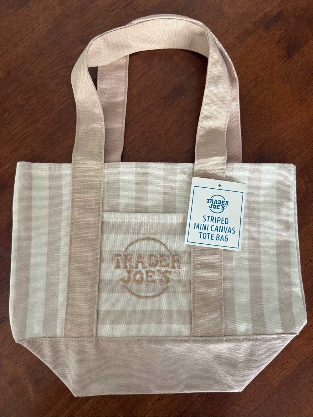 Brand New: TRADER JOE'S Striped Mini Canvas Tote Bag